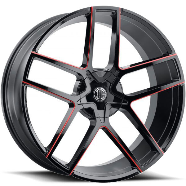 2 Crave No.64 Gloss Black with Red Milled Spokes Center Cap