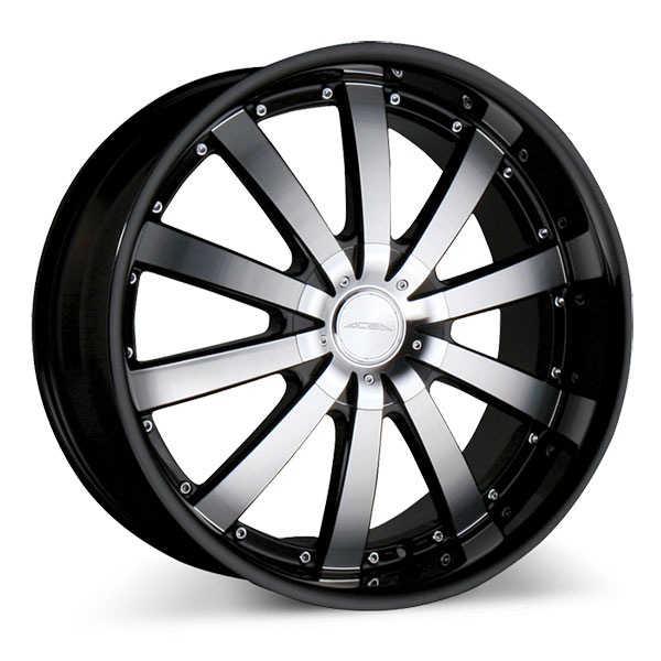 Ace Alloy Executive C853 Black with Machined Face with Black Lip Center Cap