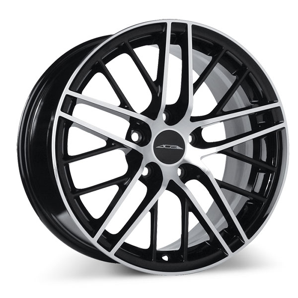 Ace Alloy R1 D666 Black with Machined Face Center Cap