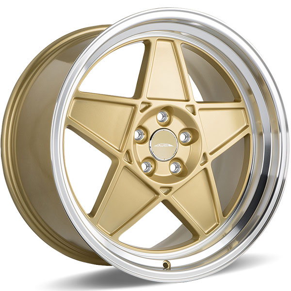 Ace Alloy SL-5 C917 Matte Center Gold with Shining Machined Lip Center Cap