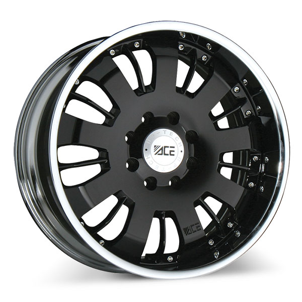 Ace Alloy Volt C811 Black with Chrome Lip Center Cap