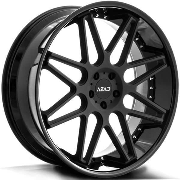 Azad AZ77 Matte Black Center with Gloss Black Lip Center Cap