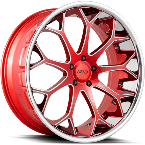 Azad AZ99 Candy Red with Milled Spokes and Chrome SS Lip Center Cap