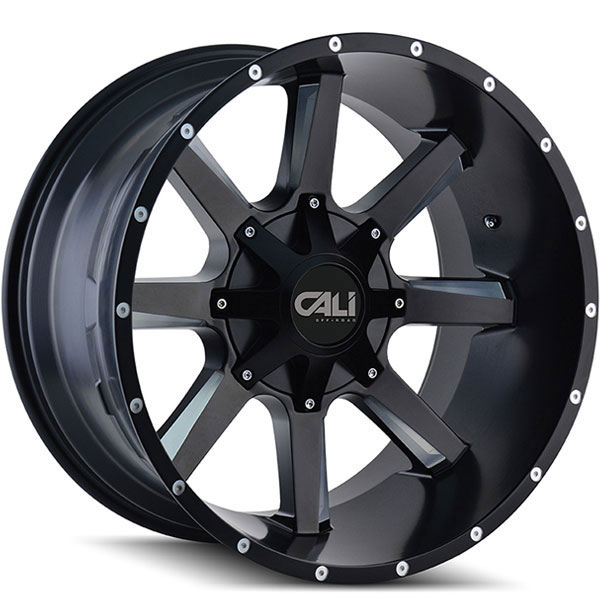 Cali Offroad Busted Satin Black with Milled Spokes Center Cap