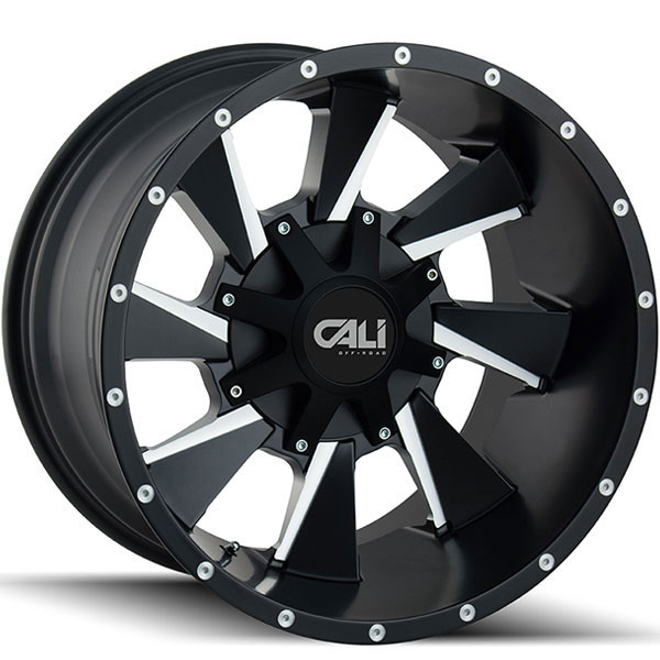 Cali Offroad Distorted Satin Black with Milled Spokes Center Cap