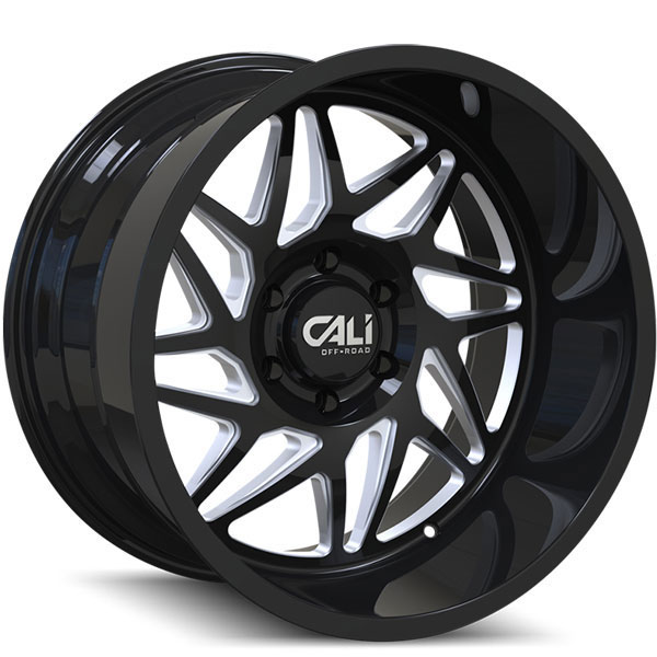 Cali Offroad Gemini 9112 Gloss Black with Milled Spokes Center Cap