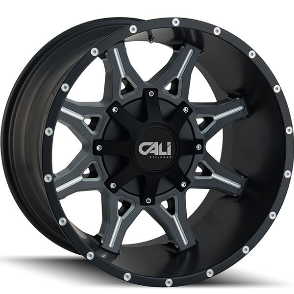 Cali Offroad Obnoxious Satin Black with Milled Spokes Center Cap