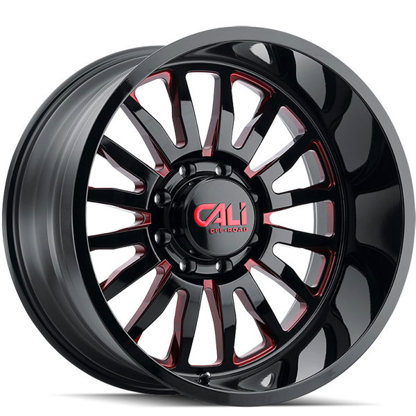 Cali Offroad Summit 9110 Gloss Black with Red Milled Spokes Center Cap