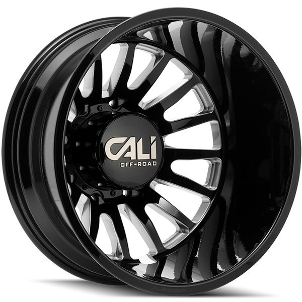 Cali Offroad Summit Dually 9110 Gloss Black with Milled Spokes Rear Center Cap