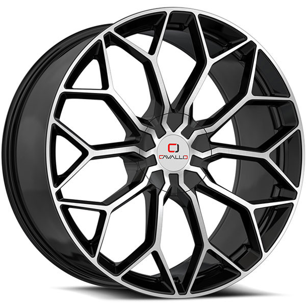 Cavallo CLV-44 Gloss Black with Machined Face Center Cap