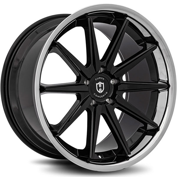 Curva Concepts C24 Gloss Black with Stainless Steel Chrome Lip Center Cap