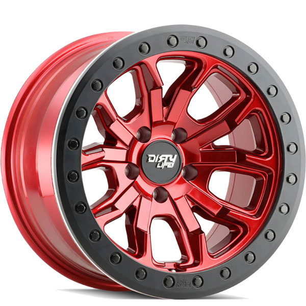 Dirty Life 9303 DT-1 Crimson Candy Red with Beadlock Ring Center Cap