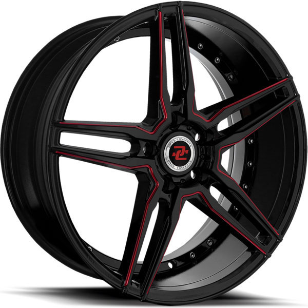 Drag Concepts R33 Gloss Black with Red Milled Spokes Center Cap