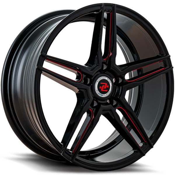 Drag Concepts R38 Gloss Black with Red Milled Spokes Center Cap