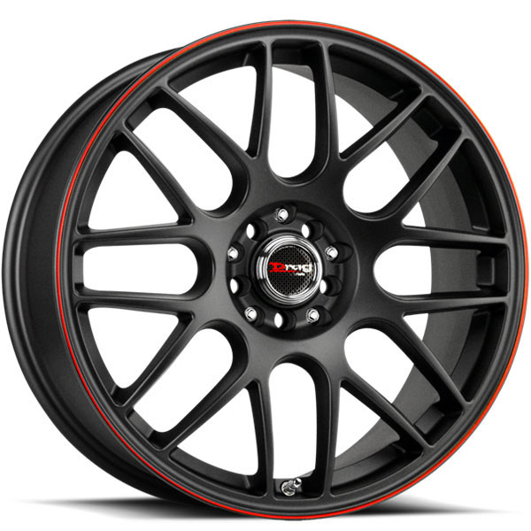 Drag DR-34 Flat Black with Red Stripe Center Cap