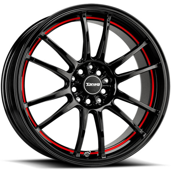 Drag DR-38 Gloss Black with Red Under Cut Stripe Center Cap