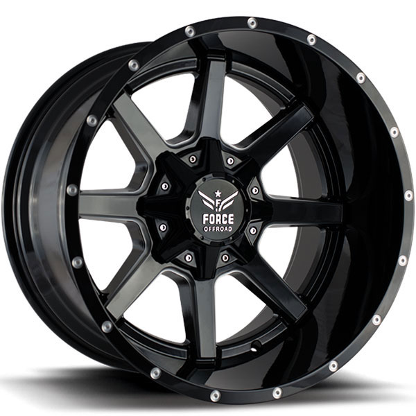 Force Off-Road F08 Black with Milled Spokes Center Cap