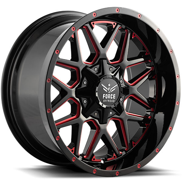 Force Off-Road F14 Black with Red Milled Spokes Center Cap