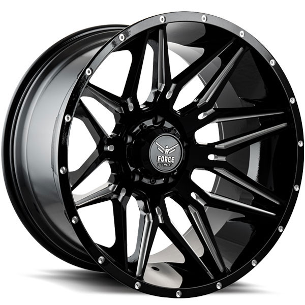 Force Off-Road F34 Gloss Black with Milled Spokes Center Cap