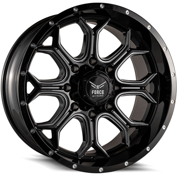 Force Off-Road F42 Gloss Black with Milled Spokes Center Cap