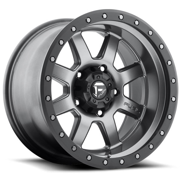 Fuel Trophy D552 Matte Anthracite with Black Ring Center Cap