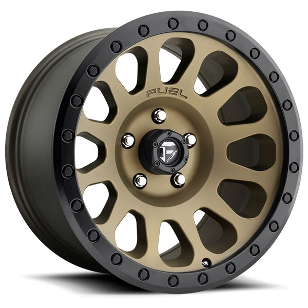 Fuel Vector D600 Matte Black with Bronze Face and Bead Ring Center Cap