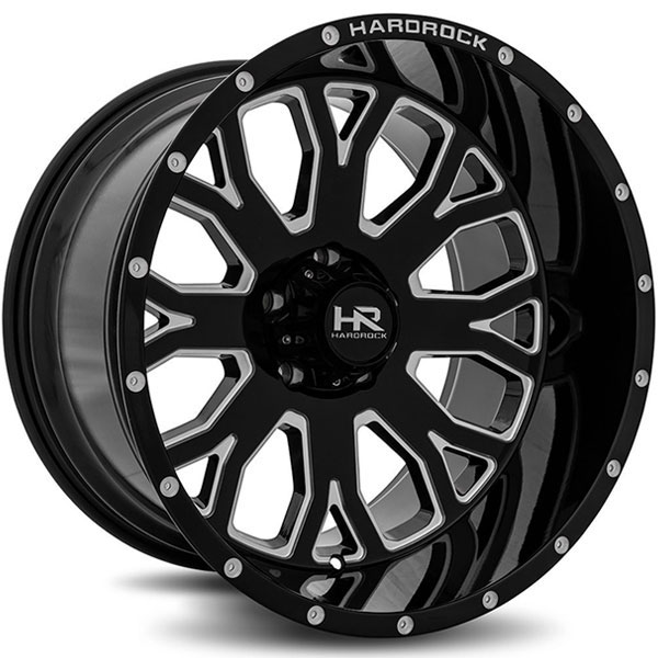 Hardrock Offroad H504 Slammer Xposed Gloss Black with Milled Spokes Center Cap