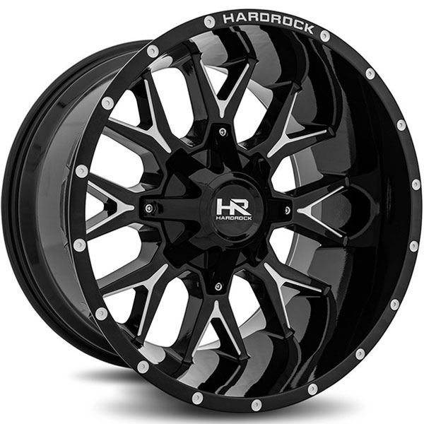 Hardrock Offroad H700 Affliction Gloss Black with Milled Spokes Center Cap