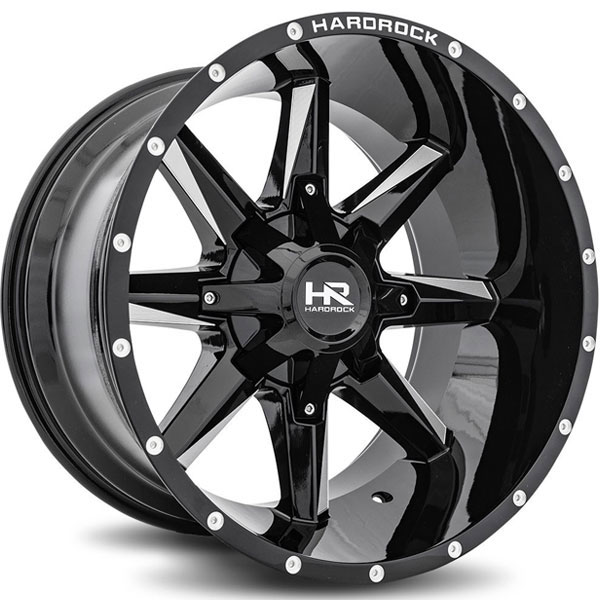 Hardrock Offroad H703 Hardcore Gloss Black with Milled Spokes Center Cap