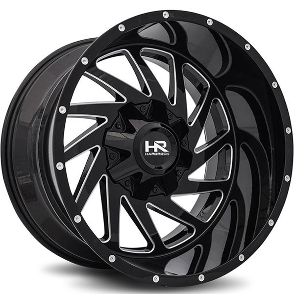 Hardrock Offroad H704 Crusher Gloss Black with Milled Windows Center Cap