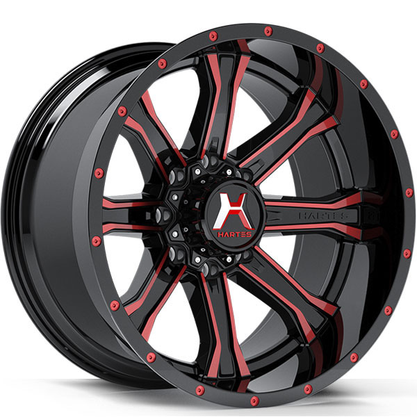 Hartes Metal YSM-711 Strike Black with Milled Edge and Red Dimples Center Cap