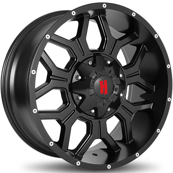 Havok Off-Road H106 Matte Black with Milled Rivets Center Cap