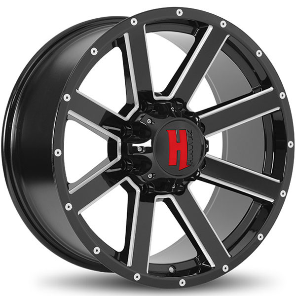 Havok Off-Road H107 Gloss Black with Milled Spokes Center Cap