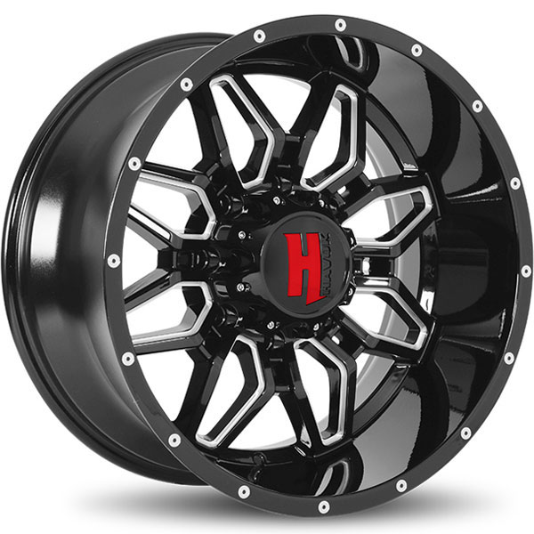 Havok Off-Road H109 Gloss Black with Milled Spokes Center Cap