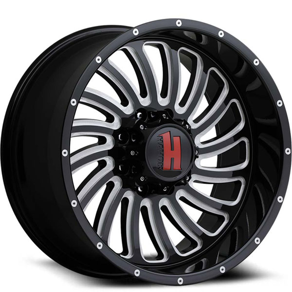 Havok Off-Road H111 Gloss Black with Milled Windows Center Cap