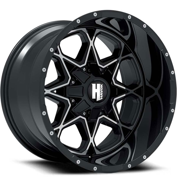 Havok Off-Road H115 Gloss Black with Milled Windows Center Cap