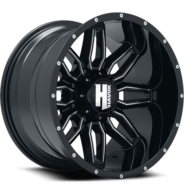 Havok Off-Road H117 Gloss Black with Milled Windows Center Cap