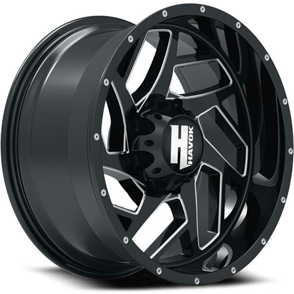 Havok Off-Road H119 Gloss Black with Milled Windows Center Cap