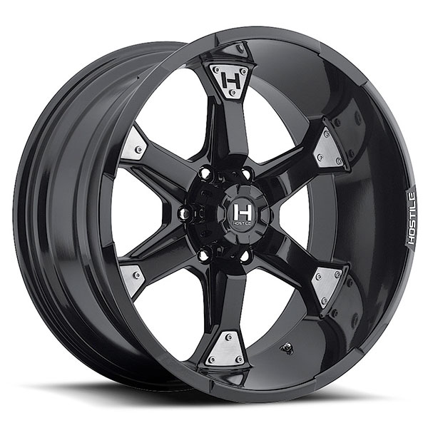 Hostile H101 Knuckles Blade Cut Satin Black with Milled Accents 6 Lug Center Cap