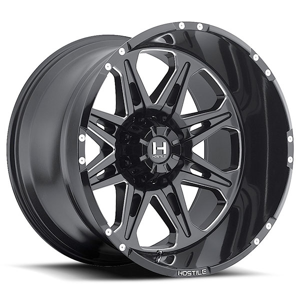 Hostile H102 Havoc Blade Cut Satin Black with Milled Accents 8 Lug Center Cap