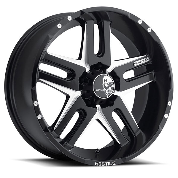 Hostile H104 Zombie Blade Cut Satin Black with Milled Accents 5 Lug Center Cap