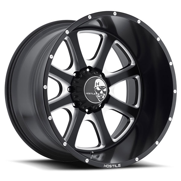 Hostile H105 Exile Blade Cut Satin Black with Milled Accents 8 Lug Center Cap