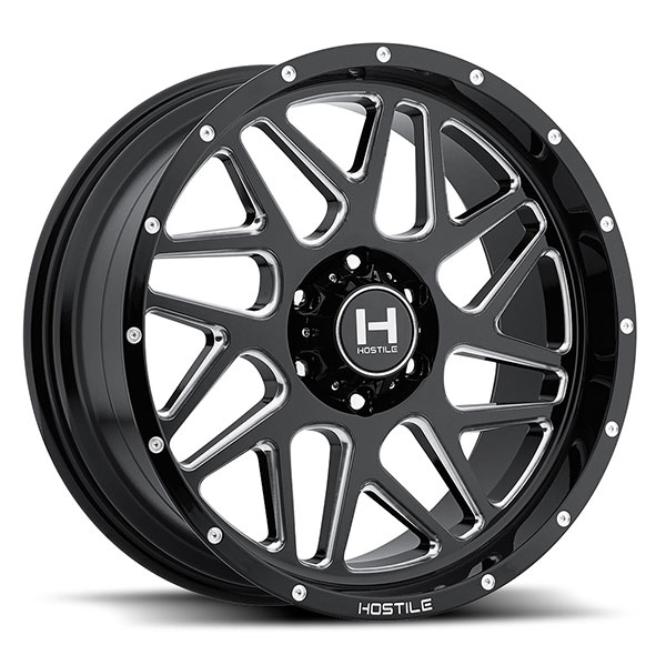 Hostile H108 Sprocket Blade Cut Satin Black with Milled Accents 5 Lug Center Cap