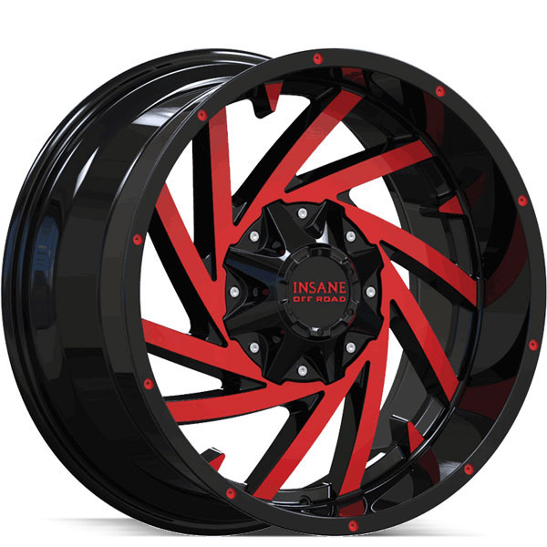 Insane Off-Road IO-13 Gloss Black with Red Face Center Cap