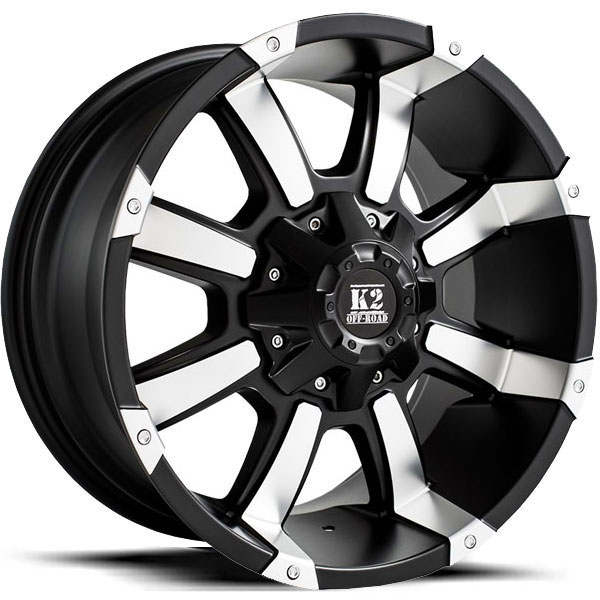 K2 OffRoad K05 Fitz Matte Black with Machined Face Center Cap