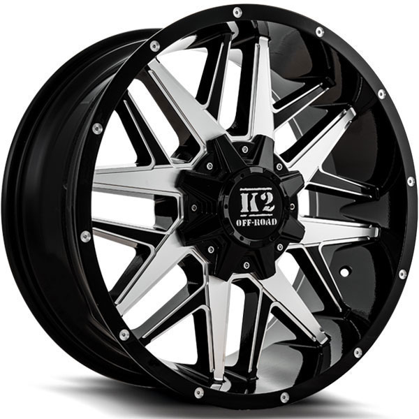 K2 OffRoad K15 Mayhem Gloss Black with Machined Milled Spokes Center Cap