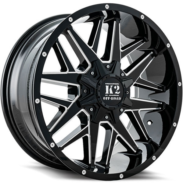 K2 OffRoad K15 Mayhem Gloss Black with Milled Spokes Center Cap