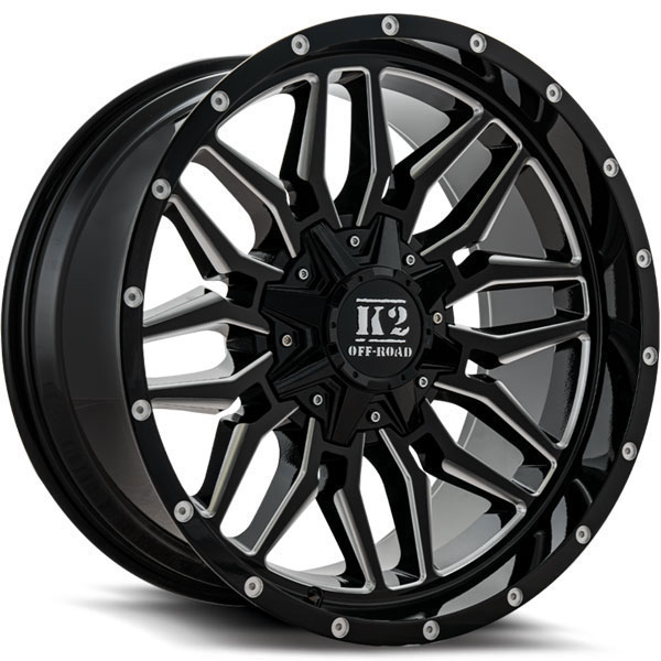 K2 OffRoad K16 Rage Gloss Black with Milled Spokes Center Cap