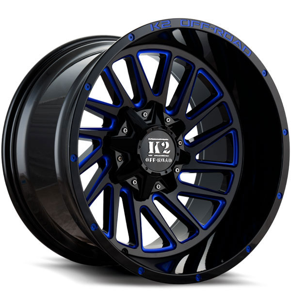 K2 OffRoad K17 Razorback Gloss Black with Blue Milled Spokes Center Cap