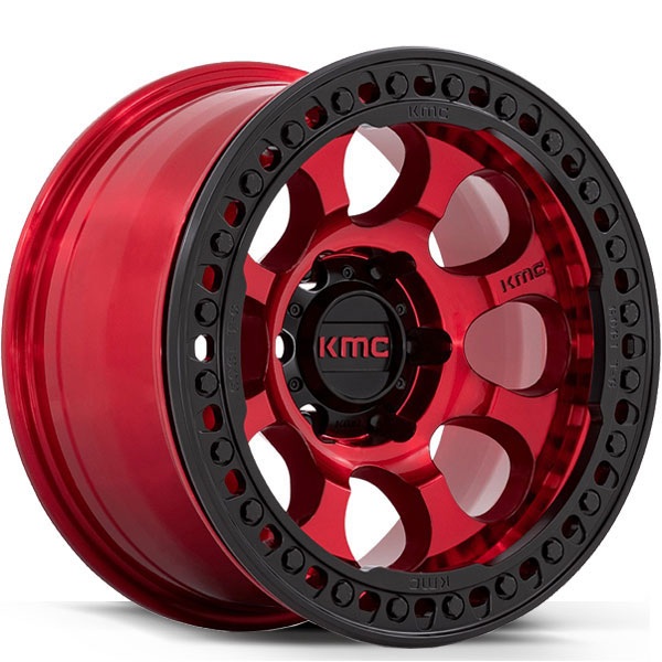 KMC KM237 Riot Beadlock Candy Red with Satin Black Ring Center Cap